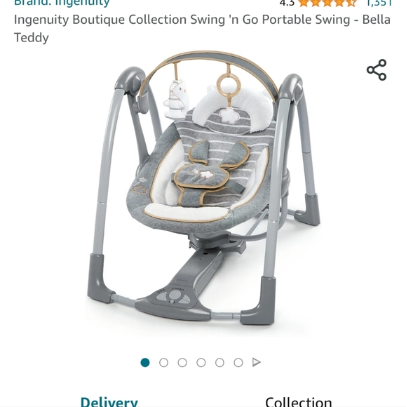 Ingenuity Boutique Collection Swing 'n Go Portable Swing - Bella Teddy - Picture 2 of 5
